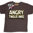 Angry + Twoje imię oryginalna koszulka dziecięca -  brązowy