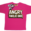 Angry + Twoje imię oryginalna koszulka dziecięca -  różowy