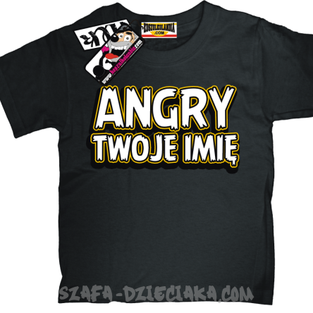 Angry + Twoje imię oryginalna koszulka dziecięca -  czarny