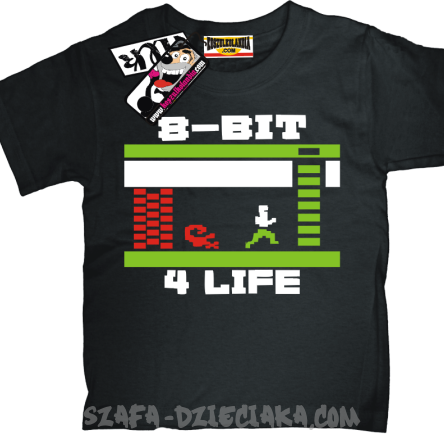 Gra 8-bit 4 life tshirt dla dziecka - czarny