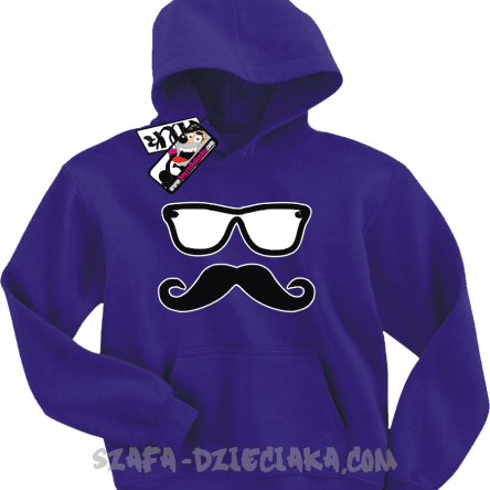 Wąs w okularach dziecięca bluza z nadrukiem - fioletowa