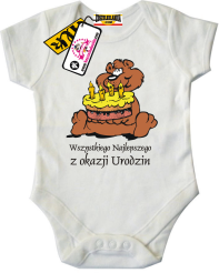 Wszystkiego najlepszego z okazji urodzin misio - body dziecięce z nadrukiem, kod: SZDZ00203B