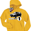 Volkswagen golf 1 niepowtarzalna dziecięca bluza z kapturem - żółty