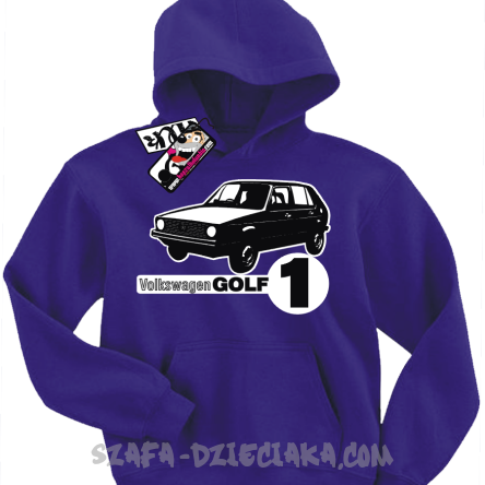 Volkswagen golf 1 niepowtarzalna dziecięca bluza z kapturem - fioletowy