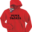 Pępek świata super dziecięca bluza z kapturem - red