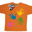 Łapki z farby śmieszna koszulka dziecięca - pomarańczowy