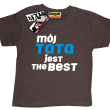 Mój tata jest the best świetna dziecięca koszulka - brązowa