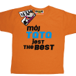 Mój tata jest the best świetna dziecięca koszulka - omarańczowa
