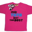 Mój tata jest the best świetna dziecięca koszulka - różowa