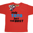 Mój tata jest the best świetna dziecięca koszulka - czerwona