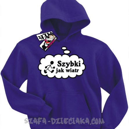Szybki jak wiatr dziecięca bluza z kapturem - fioletowy