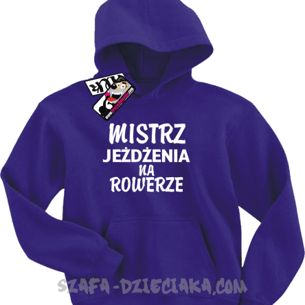 Mistrz jeżdżenia na rowerze dziecięca bluza z kapturem -fioletowy