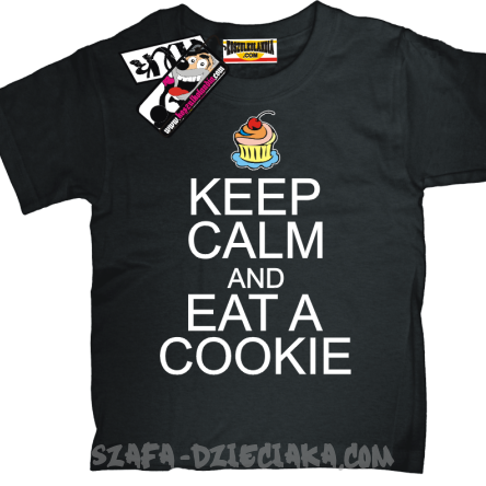 Keep Calm and Eat a Cookie - zabawna koszulka dziecięca - czarny