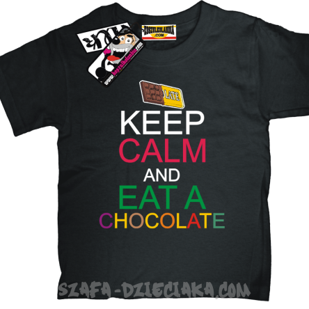 Keep Calm and Eat a Chocolate - świetna koszulka dziecięca - czarny