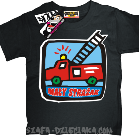 Wóz strażacki koszulka dla syna - czarna