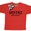 Mistrz bałaganu humorystyczna dziecięca koszulka - red