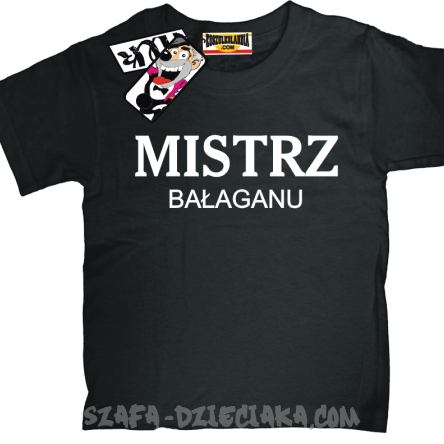Mistrz bałaganu humorystyczna dziecięca koszulka - black
