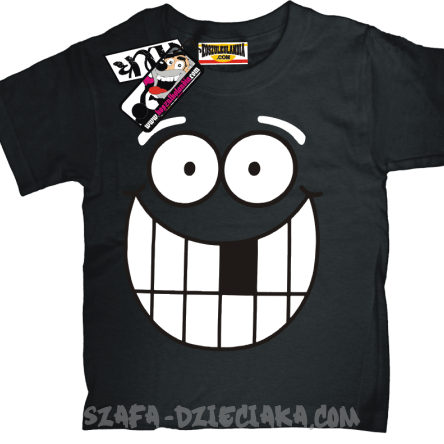 Buźka z uśmiechem dziecięca koszulka - czarny