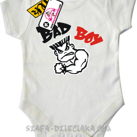 Bad boy mały mięśniak - body dziecięce - biały
