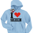 I love Szczecin bluza dziecięca z kapturem - błękitna