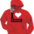 I love Szczecin bluza dziecięca z kapturem - czerwona