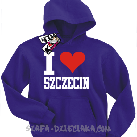 I love Szczecin bluza dziecięca z kapturem - fioletowa