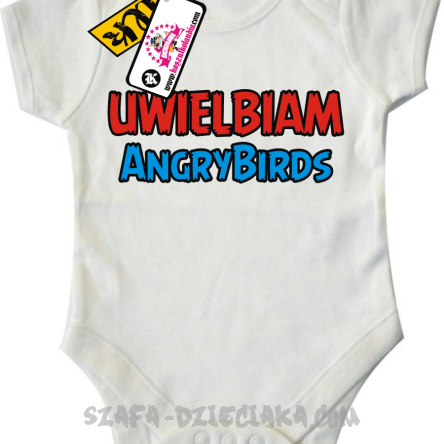Uwielbiam Angrybirds - swietne dziecięce body - biały