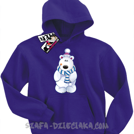 Miś zimowy Felicjan niepowtarzalna dziecięca bluza - fioletowy